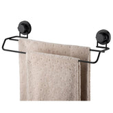 Toalheiro Duplo Com Ventosa Preto Fosco 45cm - Ela Decora